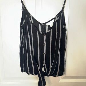 H&M Black Stripe Button Up Tie Tank